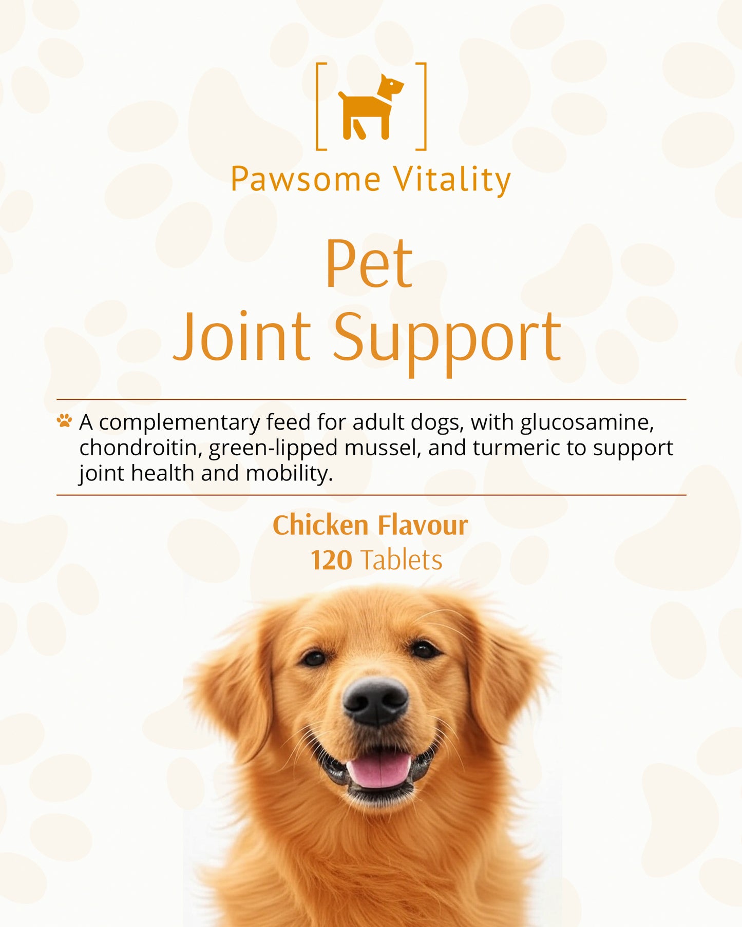 Pawsome Vitality Joint Support for Dogs – Chicken Flavour 120 Tablets