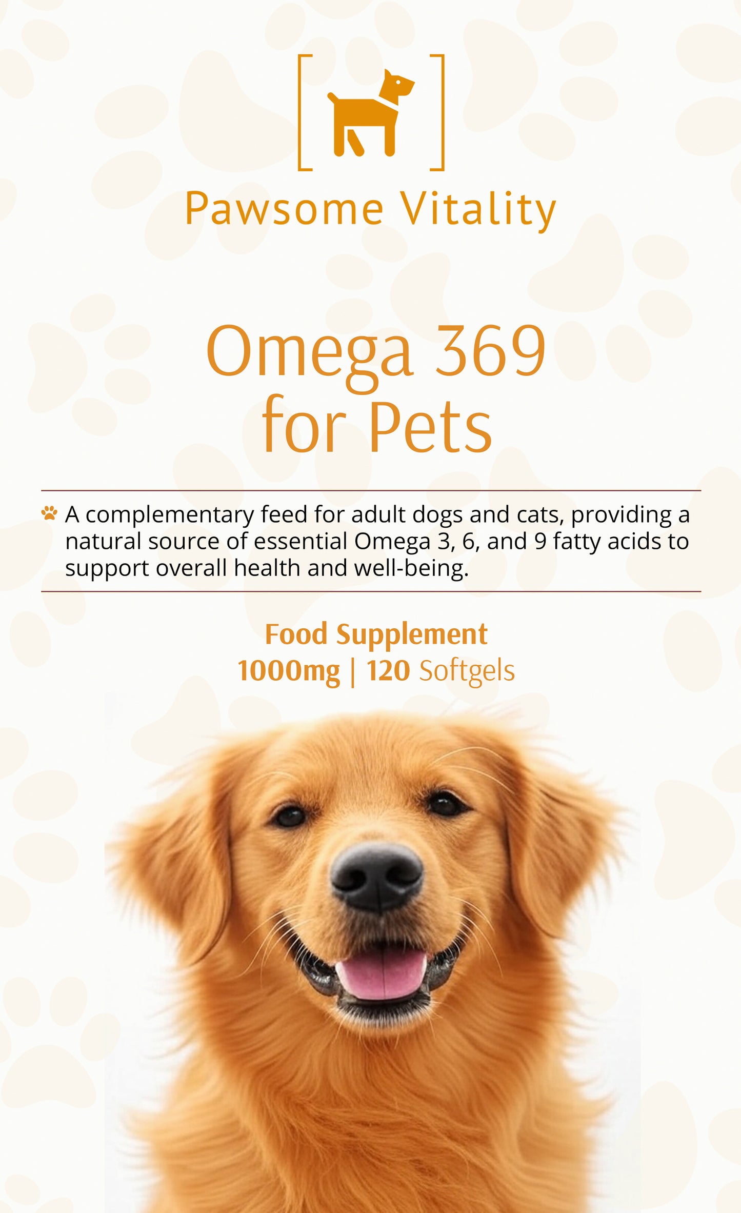 Pawsome Vitality Omega 369 for Pets – 1000 mg 120 Softgels
