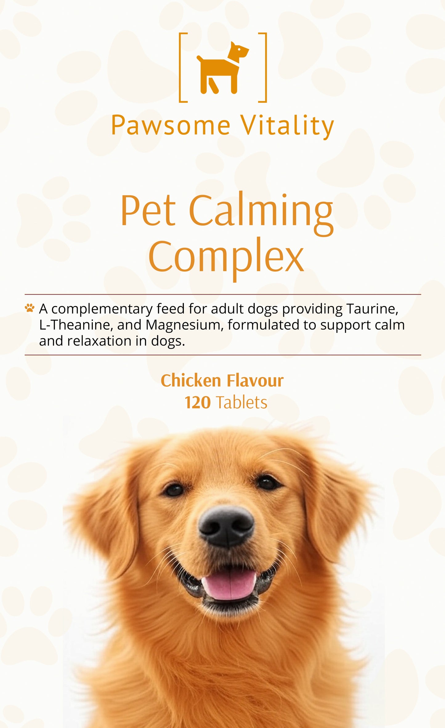 Pawsome Vitality Calm Support for Dogs – Chicken Flavour 120 Tablets – Chicken Flavour 120 Tablets