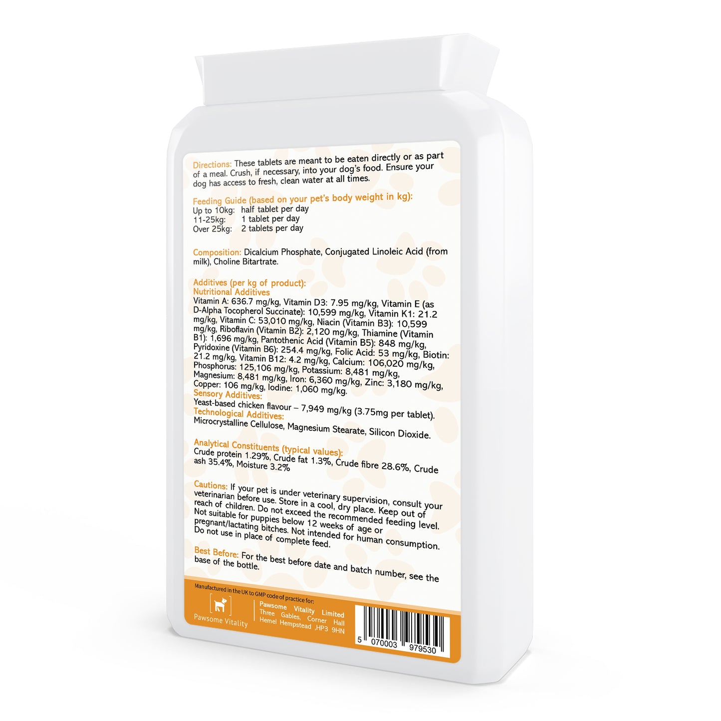 Pawsome Vitality Multi-Vitamin for Dogs – Chicken Flavour 120 Tablets