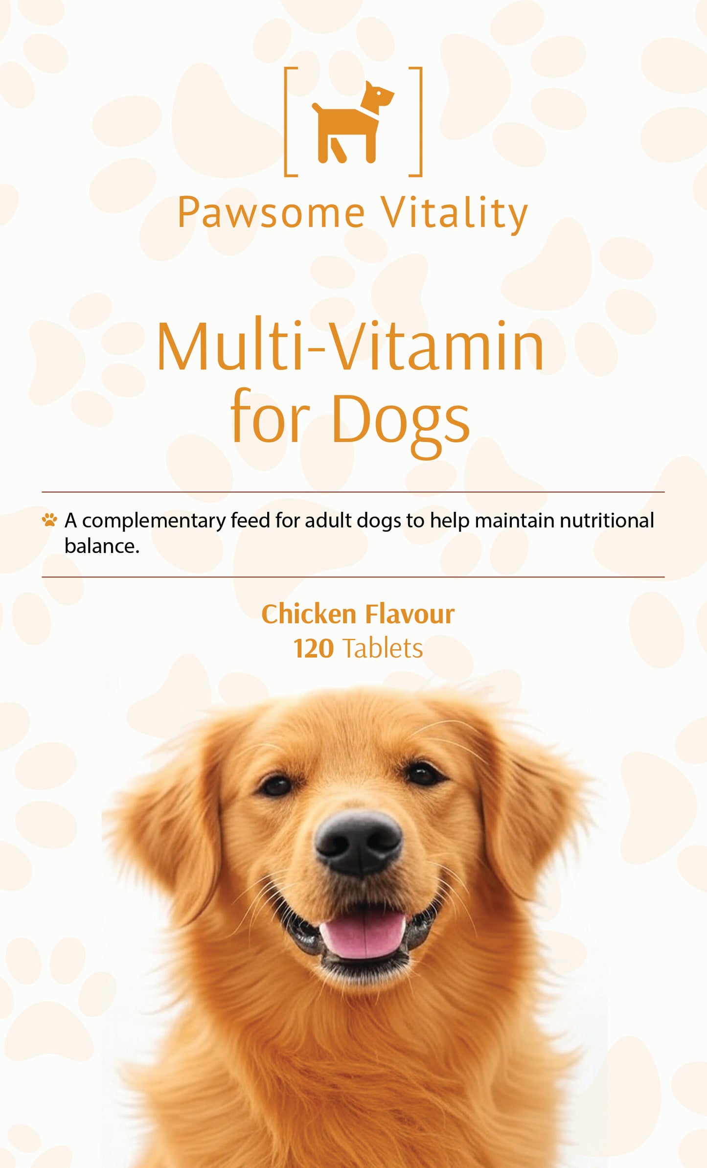Pawsome Vitality Multi-Vitamin for Dogs – Chicken Flavour 120 Tablets