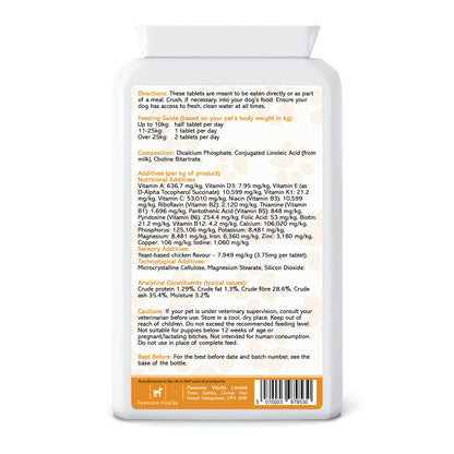 Pawsome Vitality Multi-Vitamin for Dogs – Chicken Flavour 120 Tablets