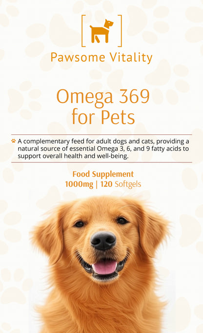 Pawsome Vitality Omega 369 for Pets – 1000 mg 120 Softgels